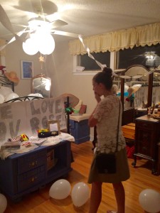 Remnant youth, Rose Snapp, full of joy upon discovery of her room decorated with balloons, flowers and thoughtful messages!