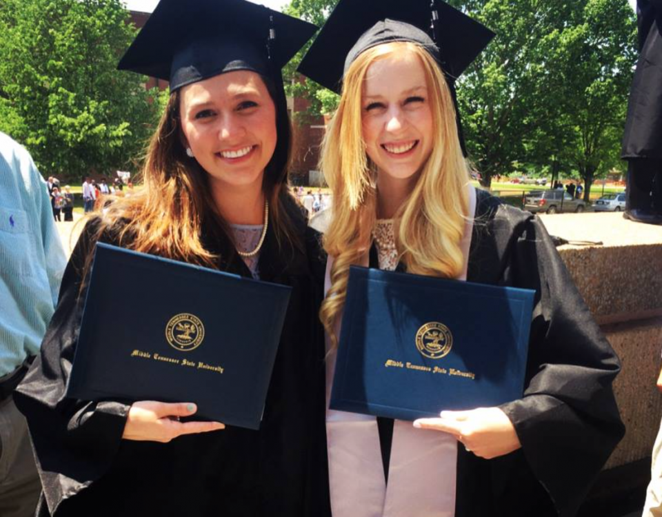 Sarah Gunger with fellow Remnant Fellowship college graduate, Allyson Ancona